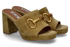 Fashion Pantolette VELOUR OLIVE GREEN Damen Pantoletten