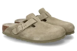 Sale Clogs BOSTON SCHMAL VELOURS- faded khaki/grün Damen Pantoletten | Hausschuhe