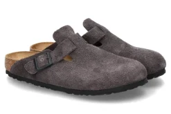 Clearance Clogs BOSTON SCHMAL VELOURS BS- velvet grey/ dunkelgrau Herren Hausschuhe | Offene Schuhe