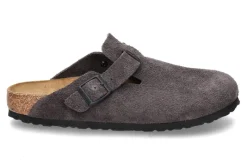 Clearance Clogs BOSTON SCHMAL VELOURS BS- velvet grey/ dunkelgrau Herren Hausschuhe | Offene Schuhe