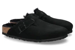 Best Clogs gefüttert BOSTON SCHMAL SHEARLING BLACK Damen Pantoletten | Hausschuhe