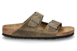 New Herren- Pantolette ARIZONA SCHMAL NATURLEDER GEÖLT- faded khaki Herren Hausschuhe | Offene Schuhe
