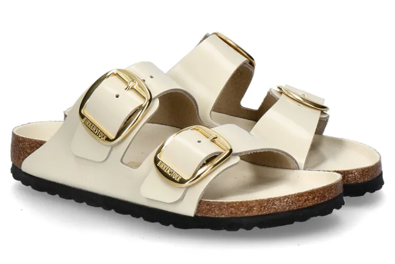 Sale Pantolette ARIZONA BIG BUCKLE NATURLEDER LACK- high-shine ecru Damen Pantoletten