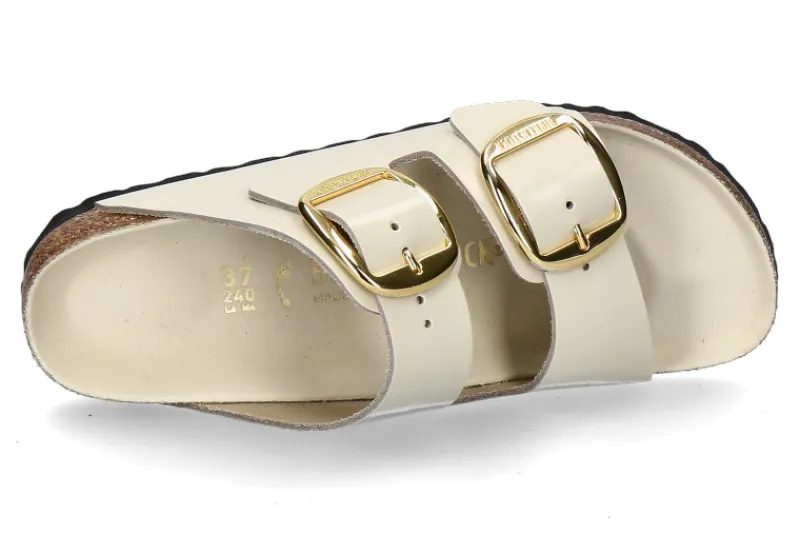 Sale Pantolette ARIZONA BIG BUCKLE NATURLEDER LACK- high-shine ecru Damen Pantoletten