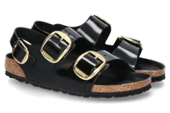 Outlet Sandale MILANO SCHMAL BIG BUCKLE- high shine black Damen Sandalen