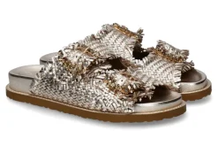 New Pantolette leather jewel buckle gold Damen Pantoletten | Hausschuhe