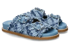 Fashion Pantolette woven fabric jewel denim Damen Pantoletten | Hausschuhe