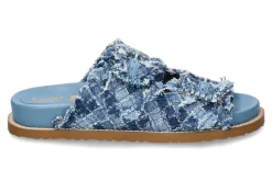 Fashion Pantolette woven fabric jewel denim Damen Pantoletten | Hausschuhe