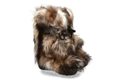 Discount Fellstiefel MIX BEIGE FOX POM POM Fuchsfell Damen Fellstiefel | Warmfutter
