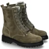 Sale Stiefelette gefüttert VELOUR LAMMFELL -grün Damen Dirndl Schuhe | Stiefel