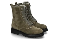 Sale Stiefelette gefüttert VELOUR LAMMFELL -grün Damen Dirndl Schuhe | Stiefel