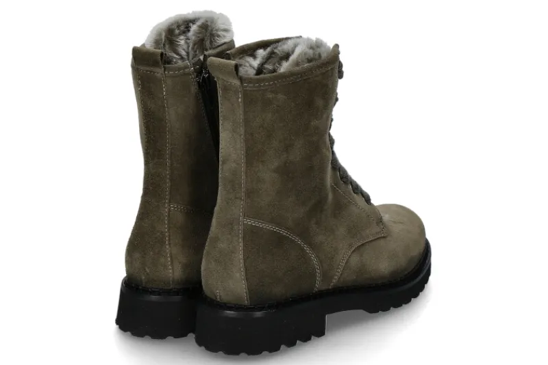 Sale Stiefelette gefüttert VELOUR LAMMFELL -grün Damen Dirndl Schuhe | Stiefel