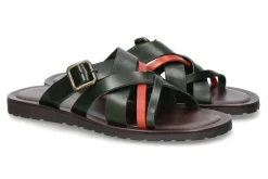 Online Pantolette LEATHER M7600 OLIVE ORANGE Herren Offene Schuhe