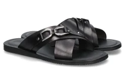 Discount Pantolette LEATHER BLACK (44) Herren Offene Schuhe
