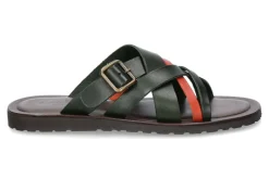 Online Pantolette LEATHER M7600 OLIVE ORANGE Herren Offene Schuhe