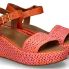 Sale Keilsandale RAFFIA LEATHER- satsuma/pink perfect mix Damen Sandalen | Keilschuhe