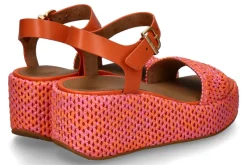 Sale Keilsandale RAFFIA LEATHER- satsuma/pink perfect mix Damen Sandalen | Keilschuhe
