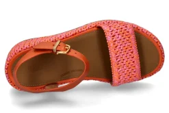 Sale Keilsandale RAFFIA LEATHER- satsuma/pink perfect mix Damen Sandalen | Keilschuhe