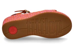 Sale Keilsandale RAFFIA LEATHER- satsuma/pink perfect mix Damen Sandalen | Keilschuhe