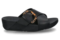 Fashion Pantolette LULU RESIN-BUCKLE LEATHER CROSS all black/schwarz Damen Pantoletten
