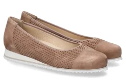 Hot Keilballerina PIACENZA G-WEITE SAMTZIEGE- cappuccino Damen Ballerinas