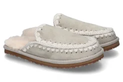 Best Pantolette gefüttert SLIPPER FULL ESKIMO STITCH- silber Damen Pantoletten | Hausschuhe