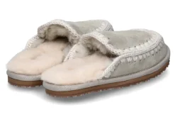 Best Pantolette gefüttert SLIPPER FULL ESKIMO STITCH- silber Damen Pantoletten | Hausschuhe