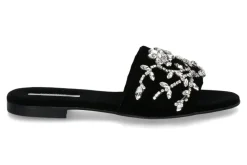 Sale Pantolette VELLUTO NERO MICROCRISTALLI- foglie silver Damen Pantoletten