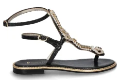 Clearance Sandale COBRA LAMINATO NERO- snake pietre black gold Damen Sandalen