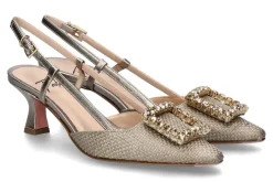 New Slingpumps STEFI Raffia lino Luxor bronze Damen Pumps