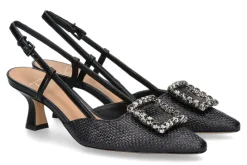 Discount Slingpumps RAFFIA NERO NAPPA NERO Damen Pumps