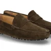 Hot Herren- Mokassin VELOUR- taupe/dunkelgrün Herren Slippers | Mokassins