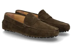 Hot Herren- Mokassin VELOUR- taupe/dunkelgrün Herren Slippers | Mokassins