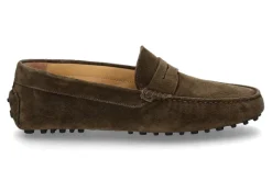 Hot Herren- Mokassin VELOUR- taupe/dunkelgrün Herren Slippers | Mokassins