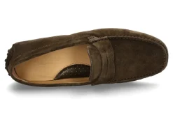 Hot Herren- Mokassin VELOUR- taupe/dunkelgrün Herren Slippers | Mokassins