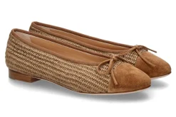 Best Ballerina Raffia Velour leichtes beige Damen Ballerinas