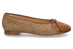 Best Ballerina Raffia Velour leichtes beige Damen Ballerinas