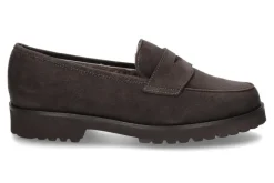 Outlet Mokassin gefüttert VELOURS AFRICA DARK TAUPE Damen Slipper | Warmfutter