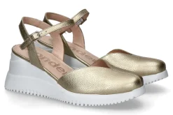 Discount Sandalette MIAMI Glattleder gold Damen Sandalen | Keilschuhe