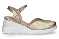 Discount Sandalette MIAMI Glattleder gold Damen Sandalen | Keilschuhe