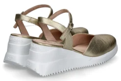 Discount Sandalette MIAMI Glattleder gold Damen Sandalen | Keilschuhe