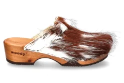 Outlet Holzclogs MANU FELL WEISS BRAUN Damen Pantoletten | Hausschuhe