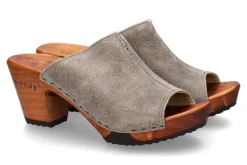 Best Holzpantolette ELLY VELOUR SAND Damen Pantoletten